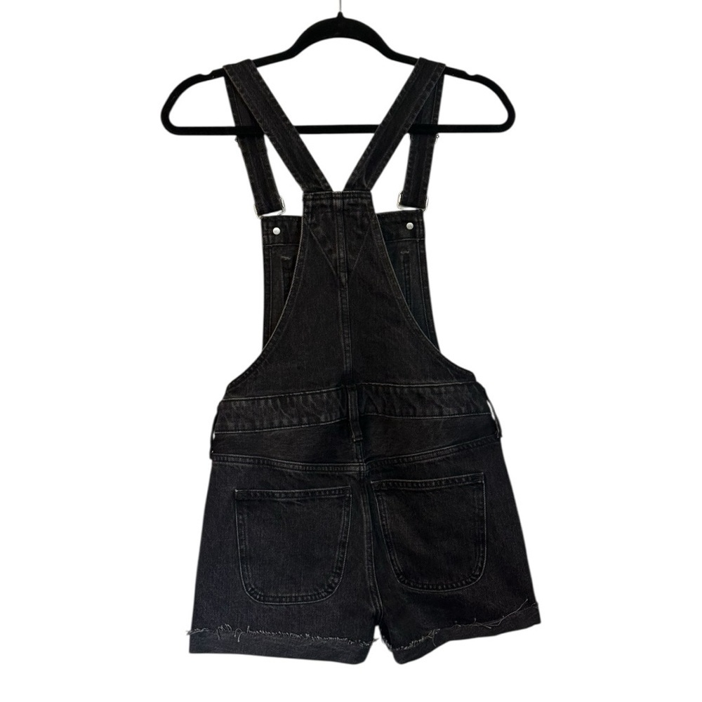 Madewell NWT Black Lightly Distressed Denim Short Overalls- Size XXS - Picture 2 of 7